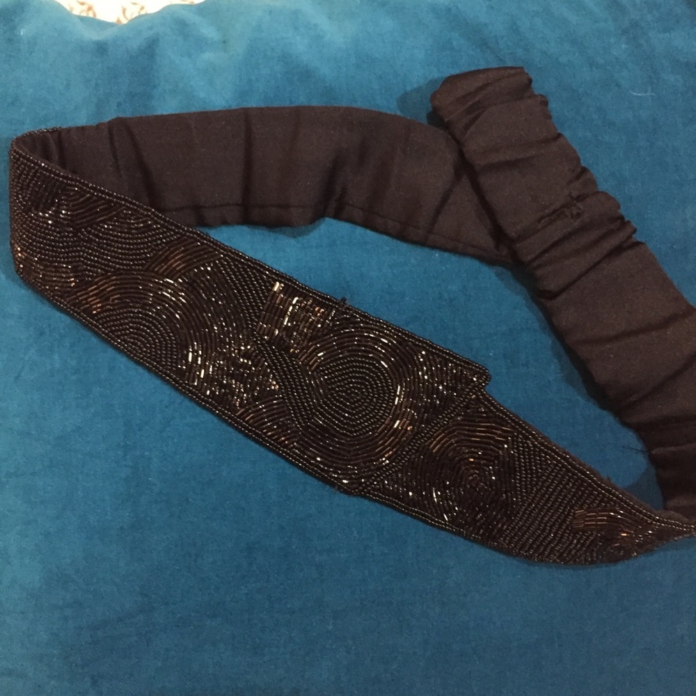 VTG 80s Beaded Belt - Black Cummerbund